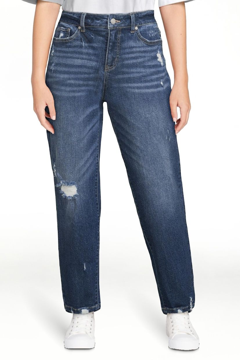 Time and Tru Women's High Rise Slim Boyfriend Crop Jeans | Walmart (US)