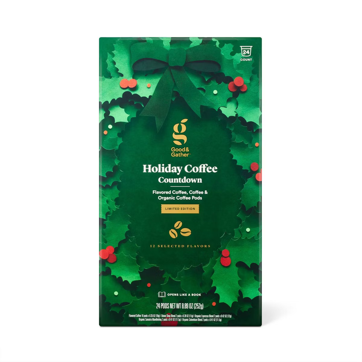 Holiday Coffee Countdown Calendar Light Medium and Dark Roast Single Serve Coffee Pods - 24ct - G... | Target