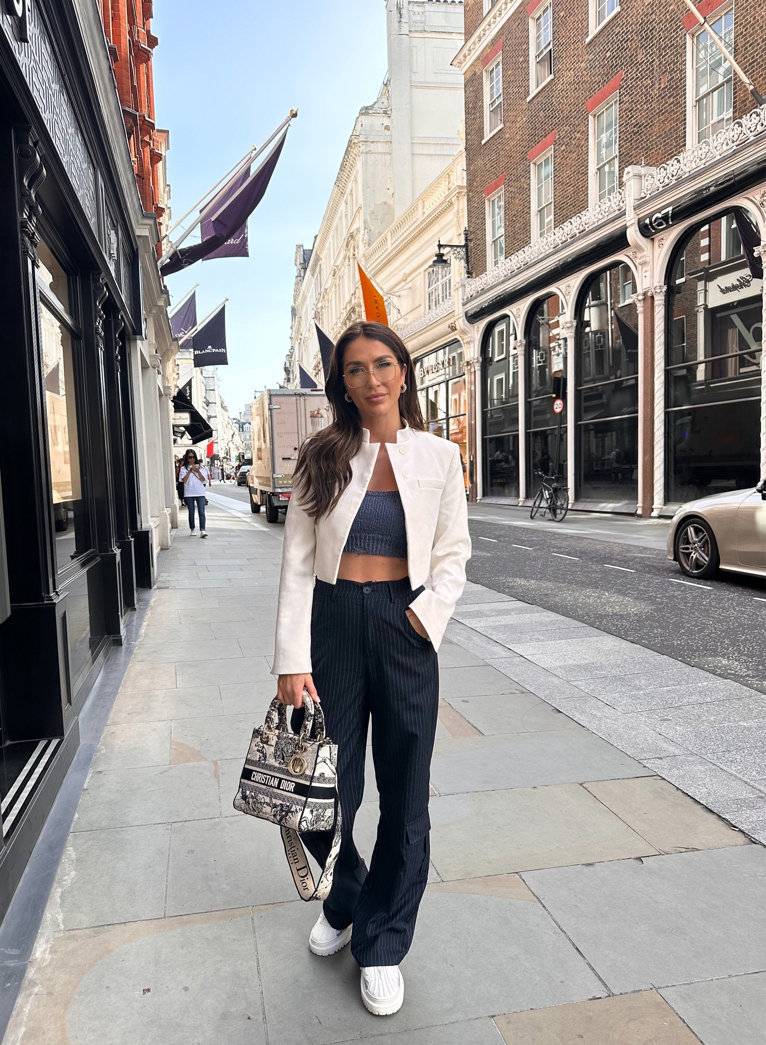 White jacket, cropped jacket, monotone outfit, transitional outfit, grey crop top, grey bralette, ribbed top, pinstripe trousers, pinstripe cargos, wide leg cargos, mini tote bag, canvas bag, white trainers, chunky trainers, Free People, Pretty Little Thing, ASOS, Urban Outfitters, House of CB

#LTKSeasonal #LTKeurope #LTKstyletip