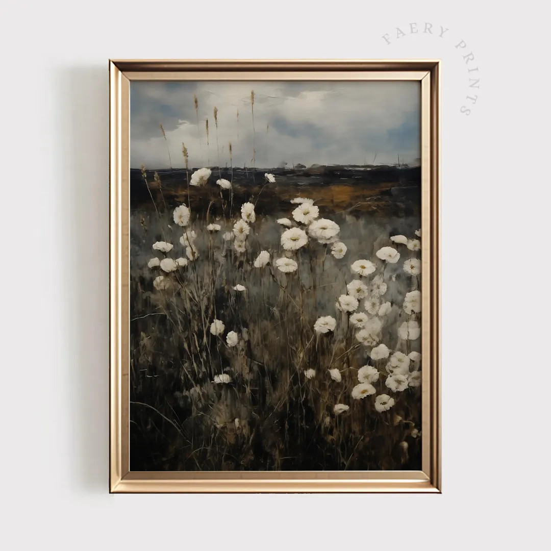 Moody Landscape Print Vintage PRINTABLE Art | Dark Academia Painting | Moody Wildflower Print | A... | Etsy (US)