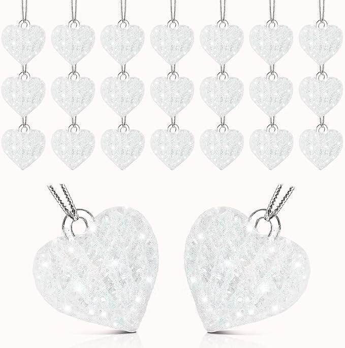 21 Pieces Valentine's Day Glass Heart Ornaments Clear Heart Hanging Glass Decorations Crystal Hea... | Amazon (US)