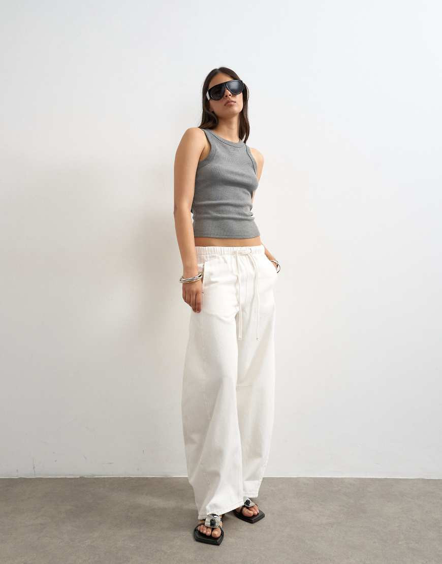 Topshop pull on barrel jean in bone-White | ASOS (Global)