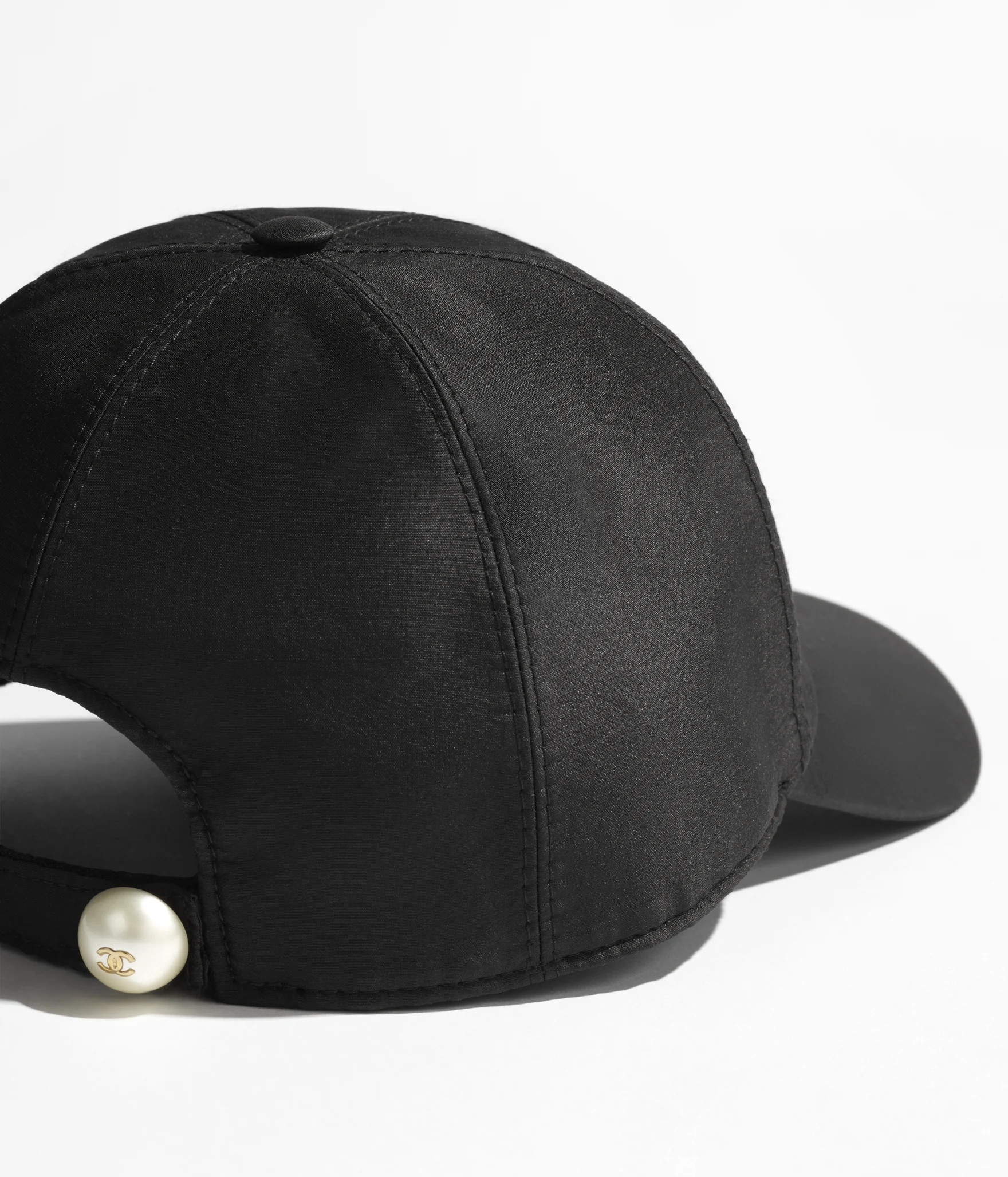 Cap - Silk & imitation pearl, black & pearly white — Fashion | CHANEL | Chanel, Inc. (US)
