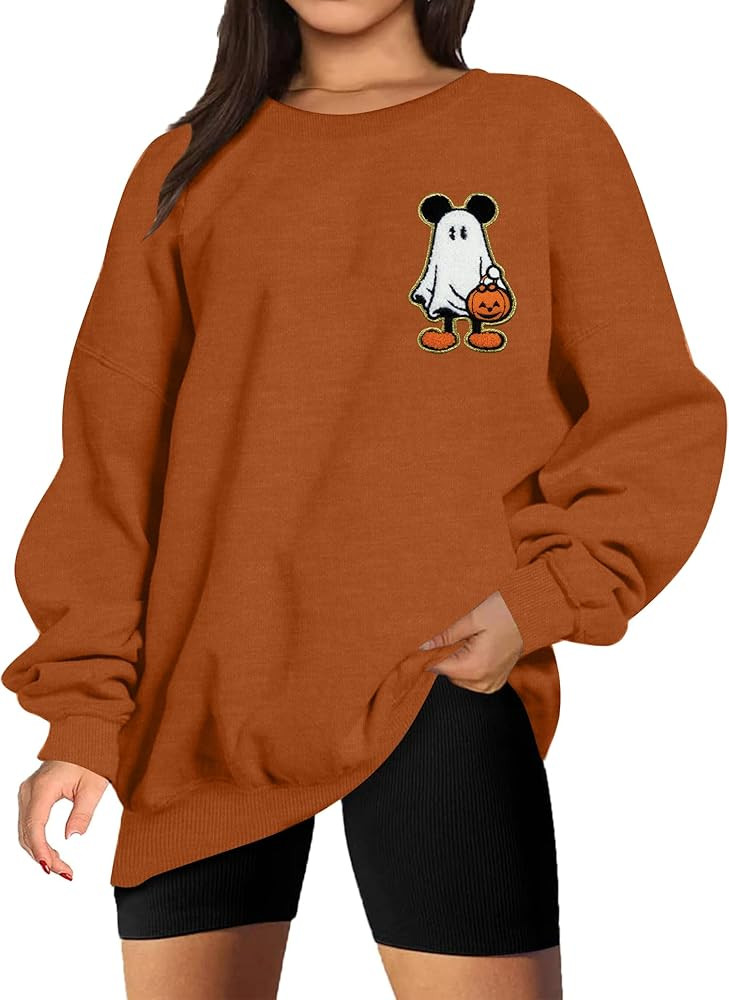 BANGELY Halloween Sweatshirt Women Oversized Cute Spooky Ghost Graphic Shirt Halloween Sweater Fa... | Amazon (US)