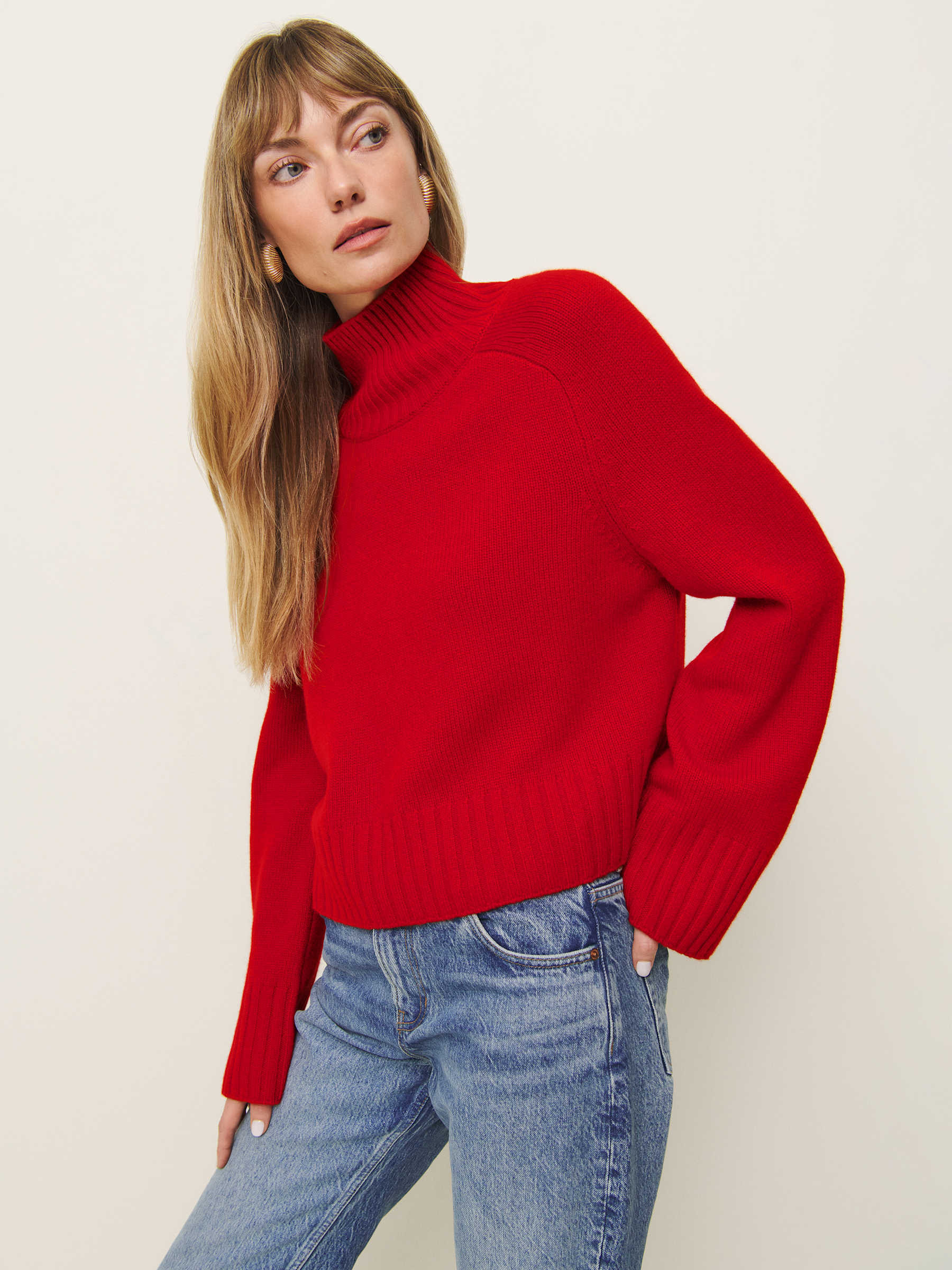 Brooke Cashmere Cropped Turtleneck | Reformation (Global)