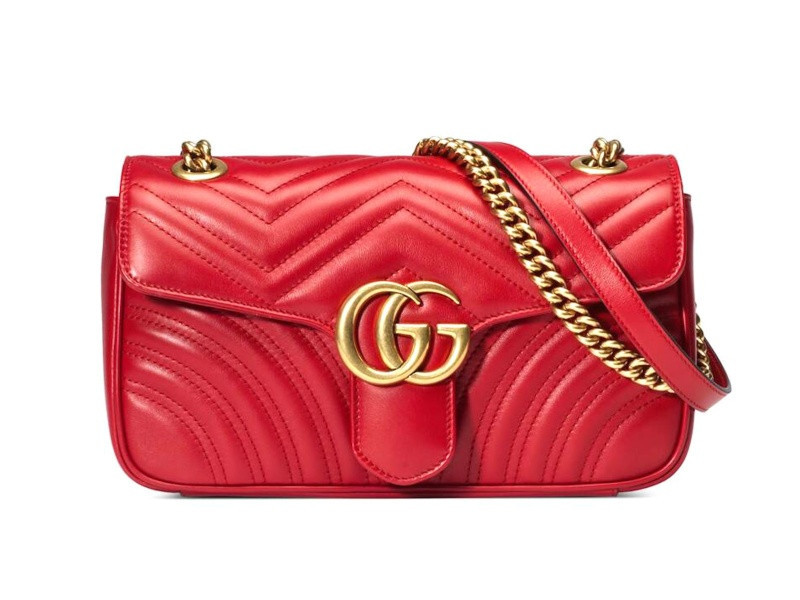 Gucci Small GG Marmont in Red Camera Bag with Flap Closure Handbag | JTV Jewelry