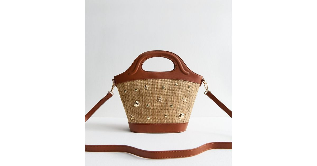 Stone Woven Seashell Embellished Crossbody Bag | New Look | New Look (UK)