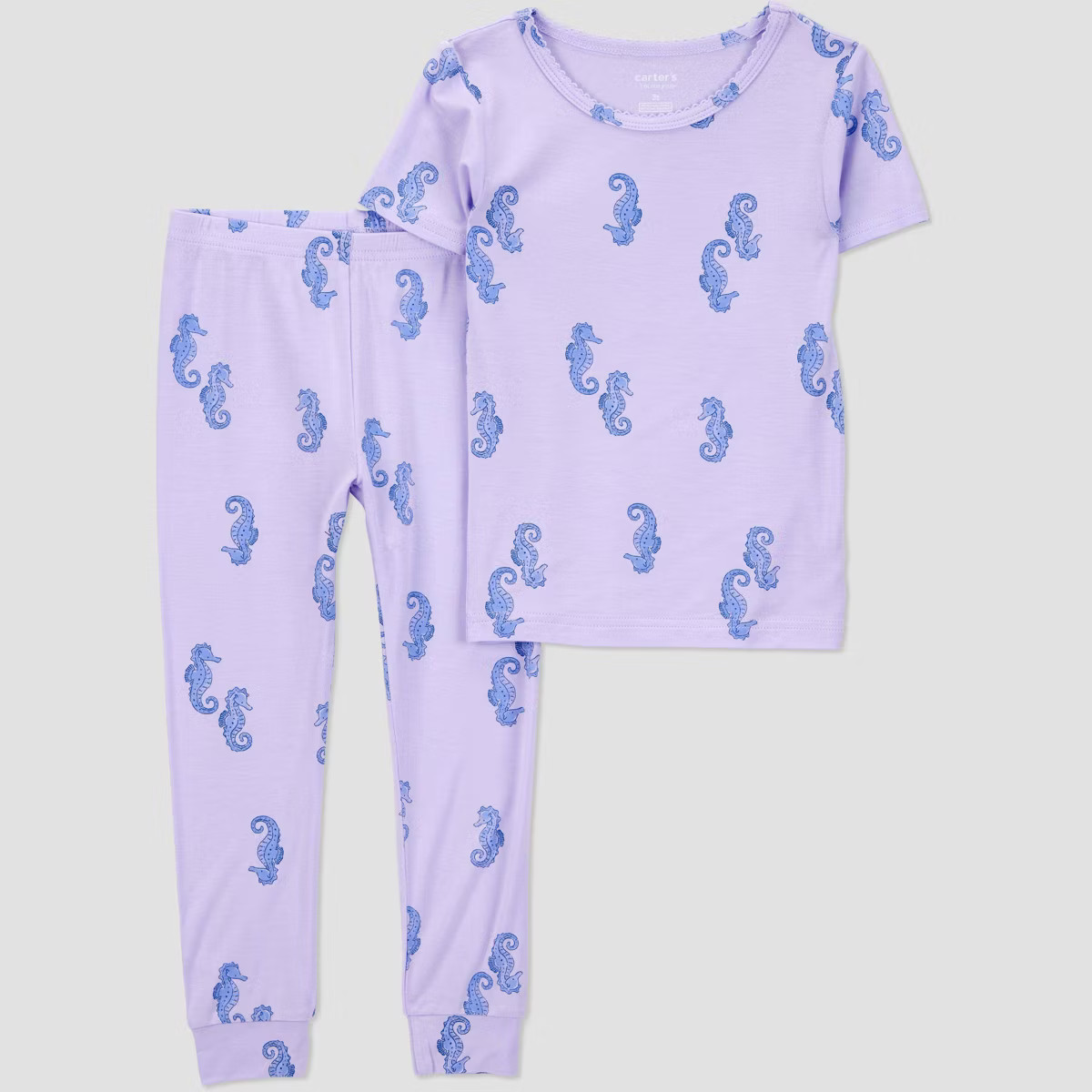Carter's Just One You®️ Toddler Girls' 2pc Snug Fit Sea Horses Comfy Soft Pajama Set - Purple | Target