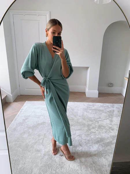 Beau Wrap Midi Dress - Light Green | Pretty Lavish (UK)