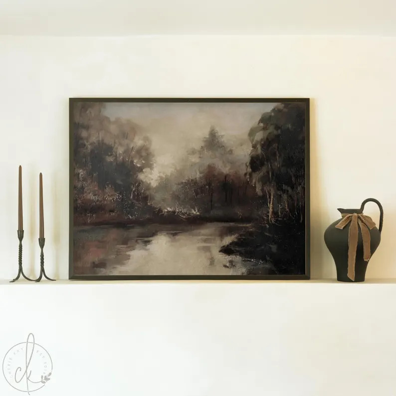 Moody Autumn Trees Painting | Large Wall Art for Living Room | Fall Landscape Canvas | Nature Wal... | Etsy (US)