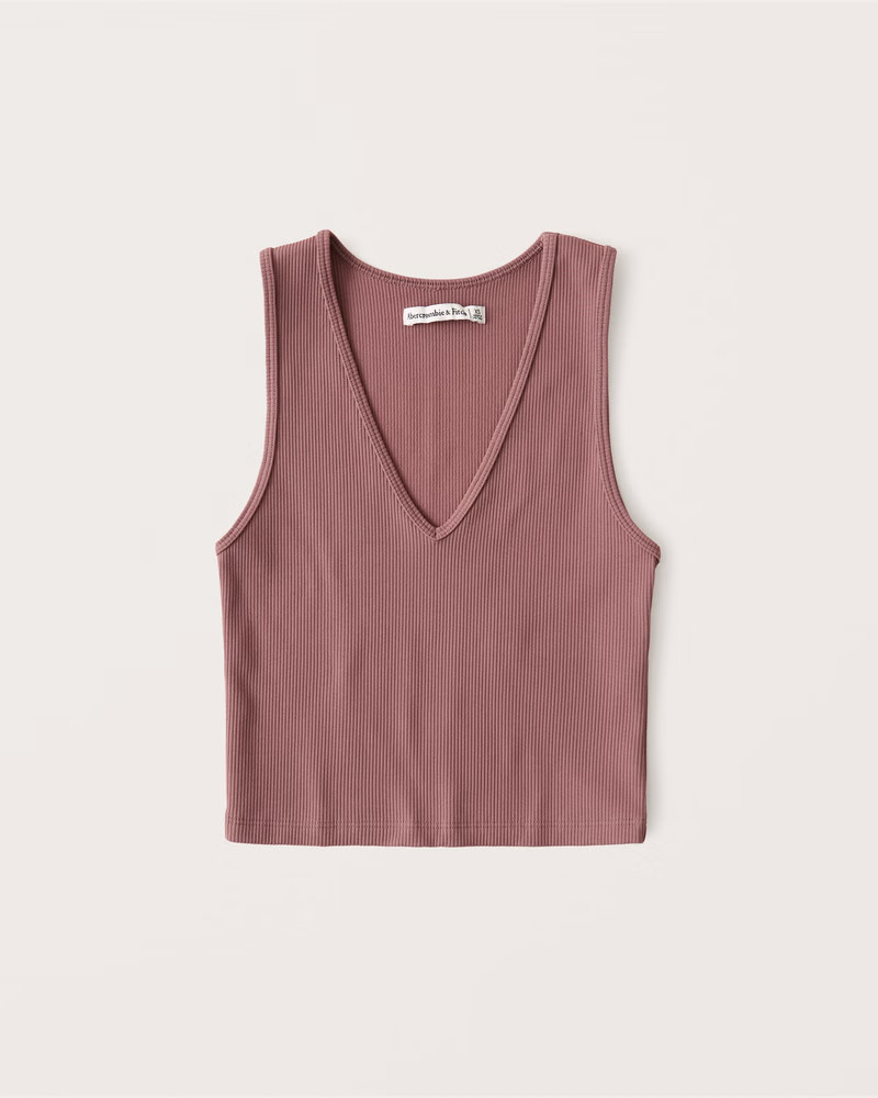 Seamless Ribbed V-Neck Tank | Abercrombie & Fitch (US)