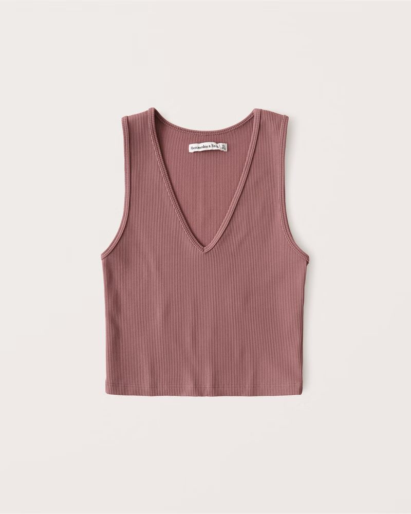 Seamless Ribbed V-Neck Tank | Abercrombie & Fitch (US)