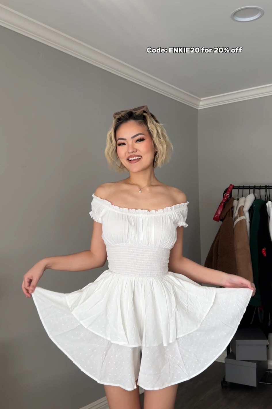 open lace back dress Bombshell Mini Dress White main image 1