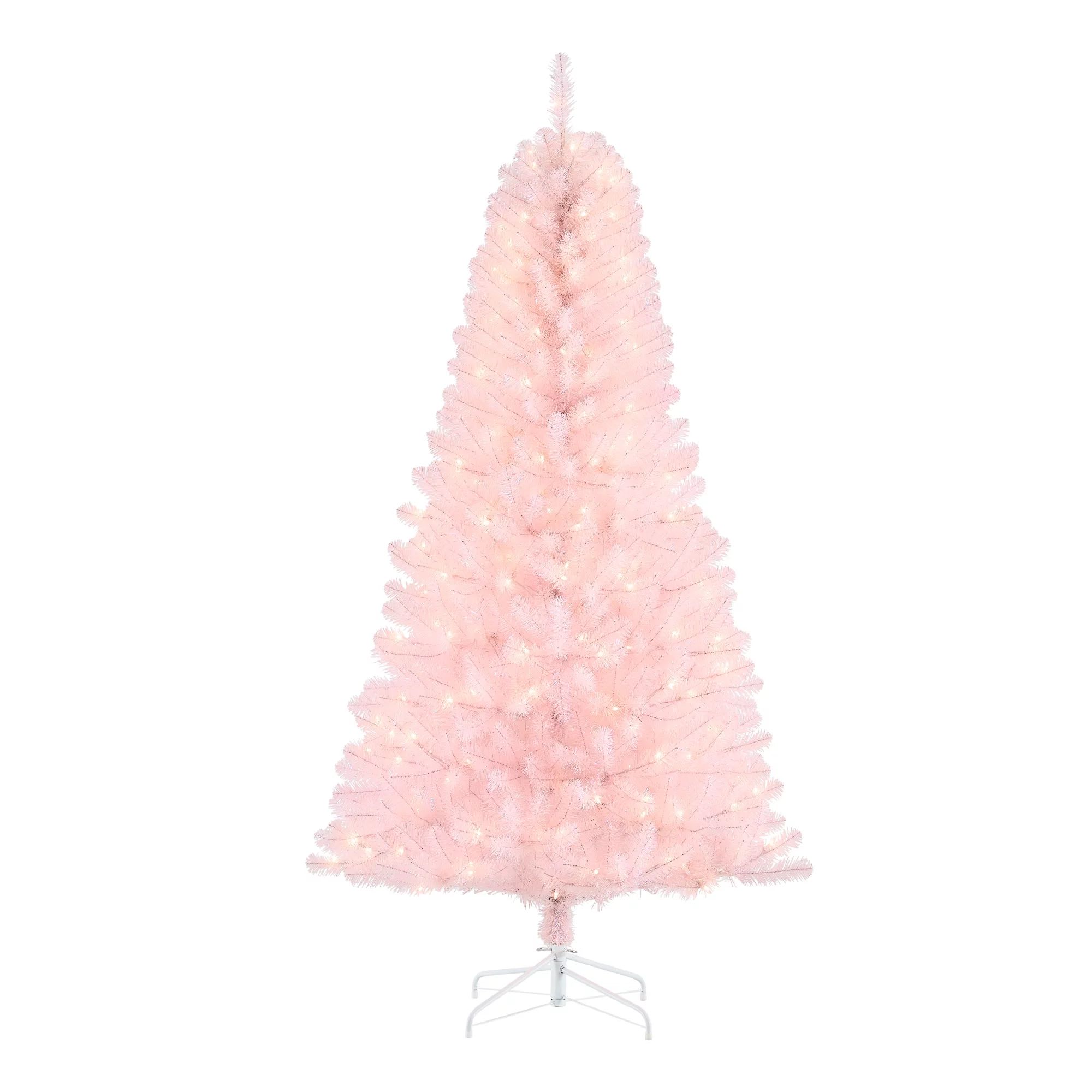 Holiday Time 6.5-Foot Pre-Lit Pink Spruce Tree - Walmart.com | Walmart (US)