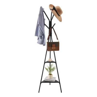 Coat Rack Freestanding Coats Rack Stand with 2 Shelves & 6 Hooks | Target