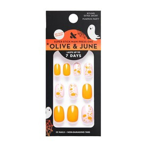 Olive & June Super Stick Press-On Nails, XS Round, Pumpkin Party | CVS Health