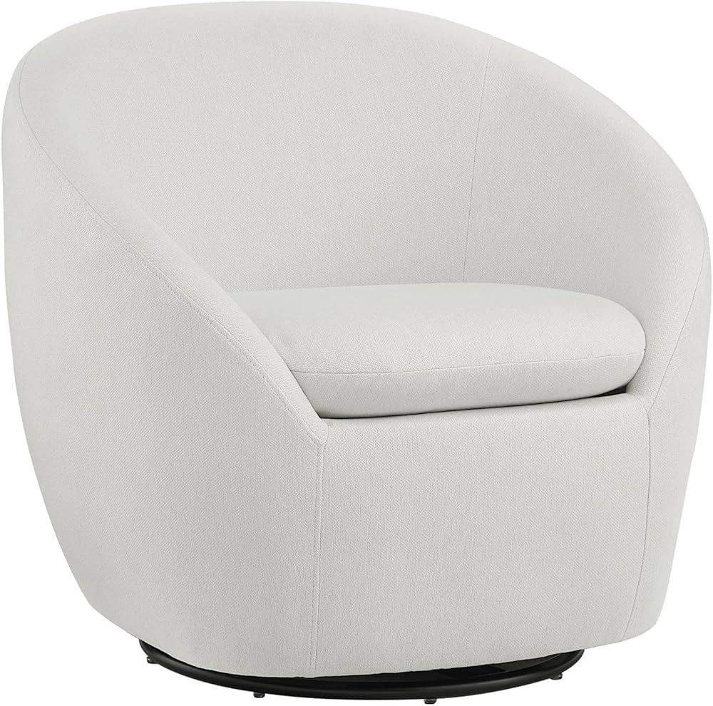 Amazon Basics Swivel Accent Chair, Upholstered Armchair for Living Room, Ivory | Amazon (US)
