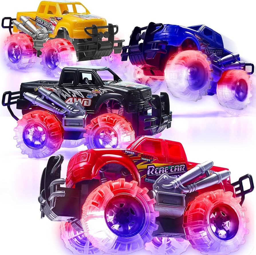 ArtCreativity Light Up Monster Trucks for Boys and Girls, 4-Pack Toy Truck Set, Monster Trucks fo... | Amazon (US)