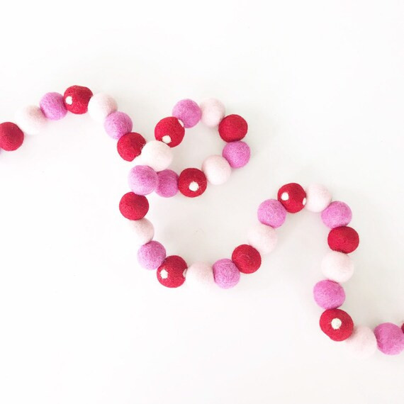 Valentine's Day Garland | Felt Ball Garland | Felt Pom Pom Garland | Valentine's Day Decorations ... | Etsy (US)