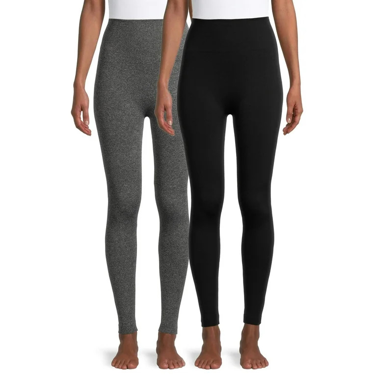 Feathers Women's Active Fleece Leggings, 2-Pack - Walmart.com | Walmart (US)