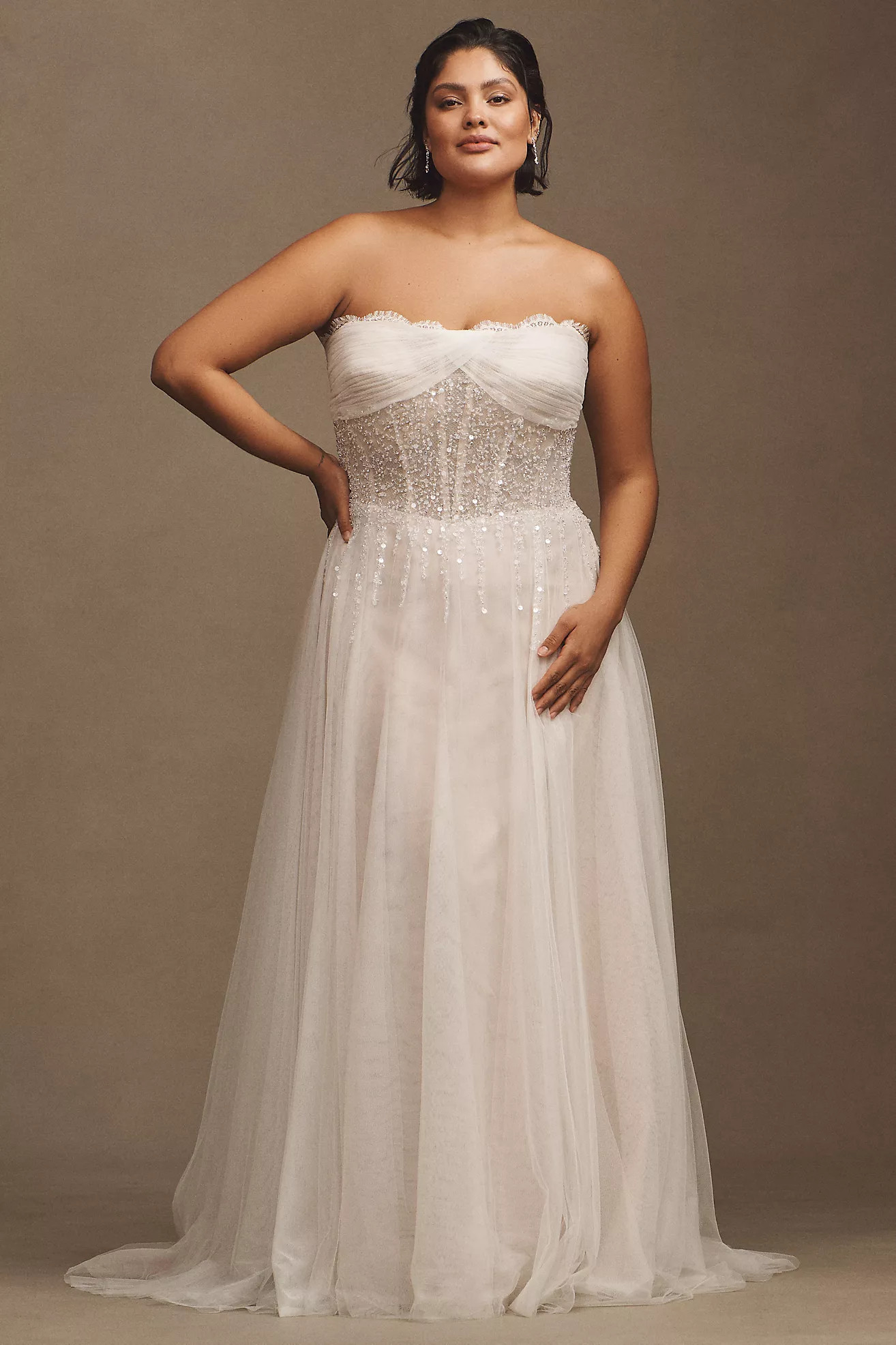 Wtoo by Watters Prima Beaded Tulle Strapless A-Line Wedding Gown | Anthropologie (US)