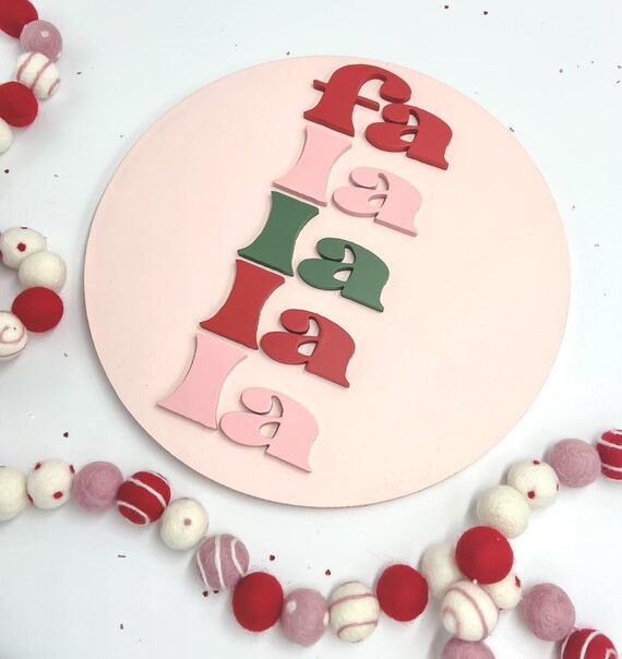 Falalalala Sign  Christmas Decor  Pink Christmas Sign  Kids | Etsy | Etsy (US)