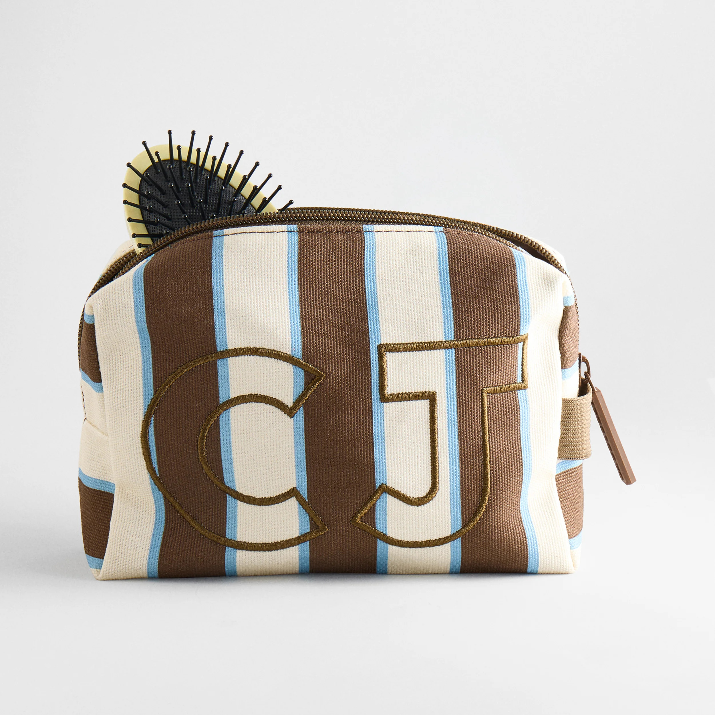 Striped Take It Away Custom Storage Pouch - Hazelnut | BaubleBar