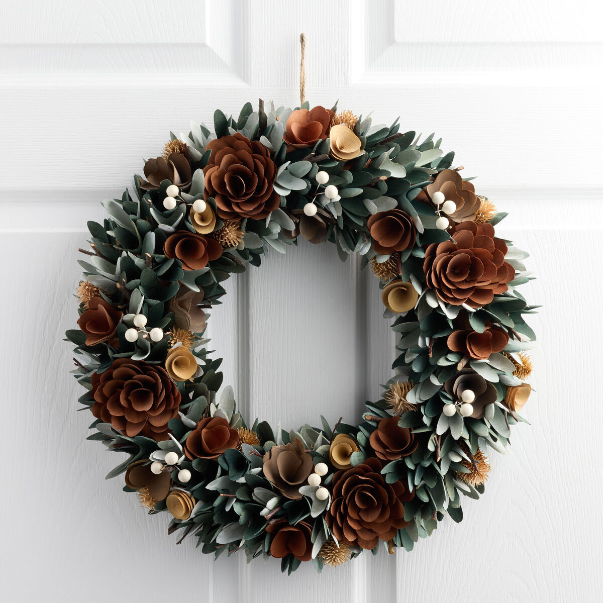 Fall Floral Wood Curl Wreath in Gray/brown by World Market | World Market