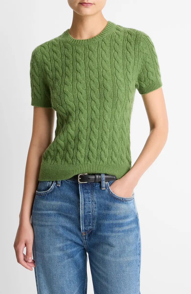 Cable Short Sleeve Sweater | Nordstrom