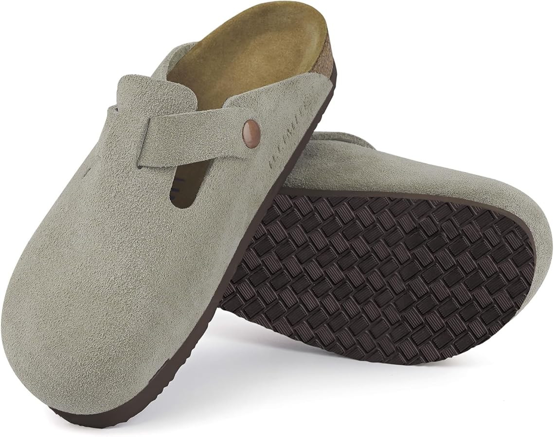 ILLIMITE Suede Clogs for Women Men Cork Footbed Sandals Leather Mules Potato Shoes with Arch Supp... | Amazon (US)