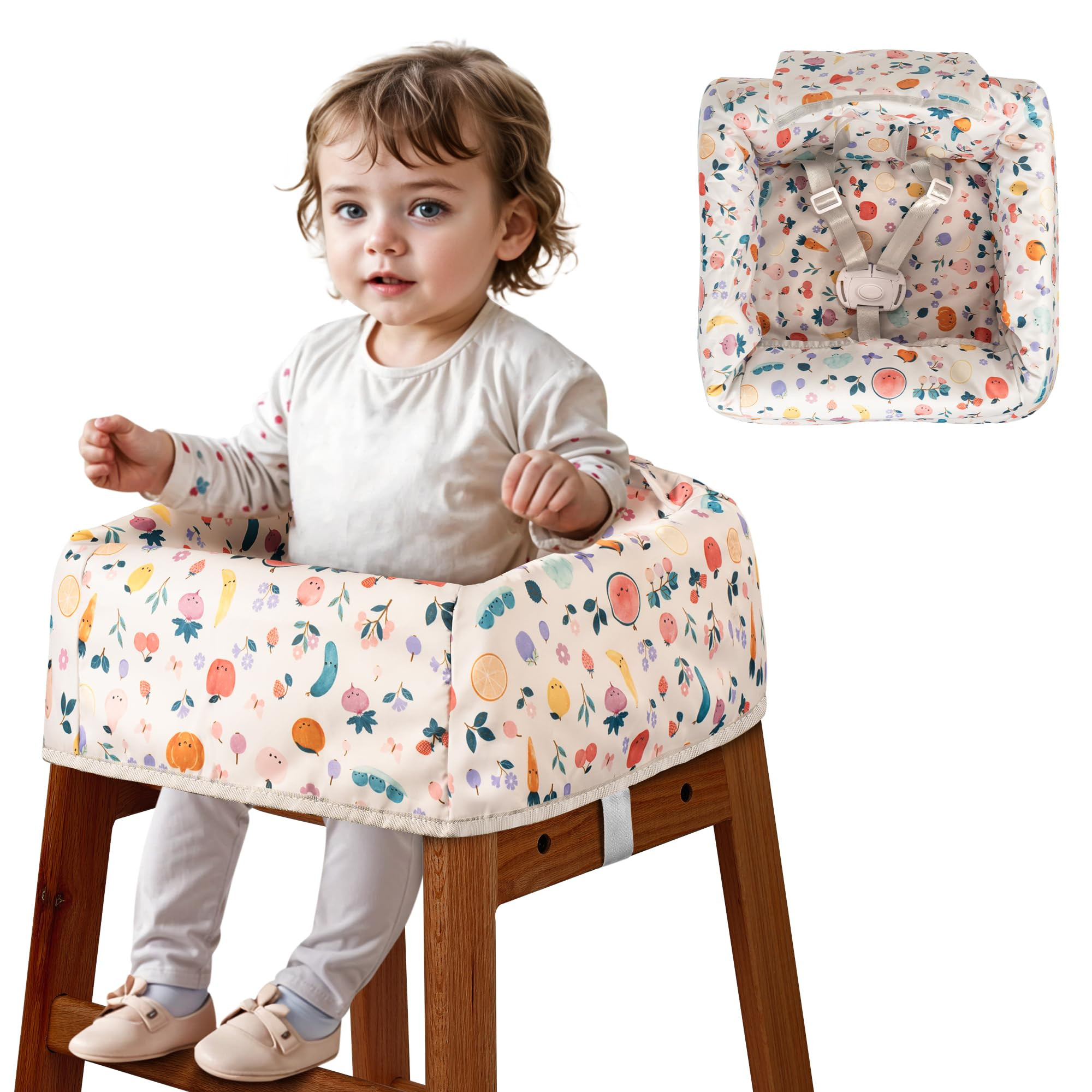 Amazon.com : Sprouterie High Chair Cover for Baby Restaurant with Safety Harness Stain and Slip Resistant Waterproof Portable for Outdoor Indoor Eating White : Baby | Amazon (US)
