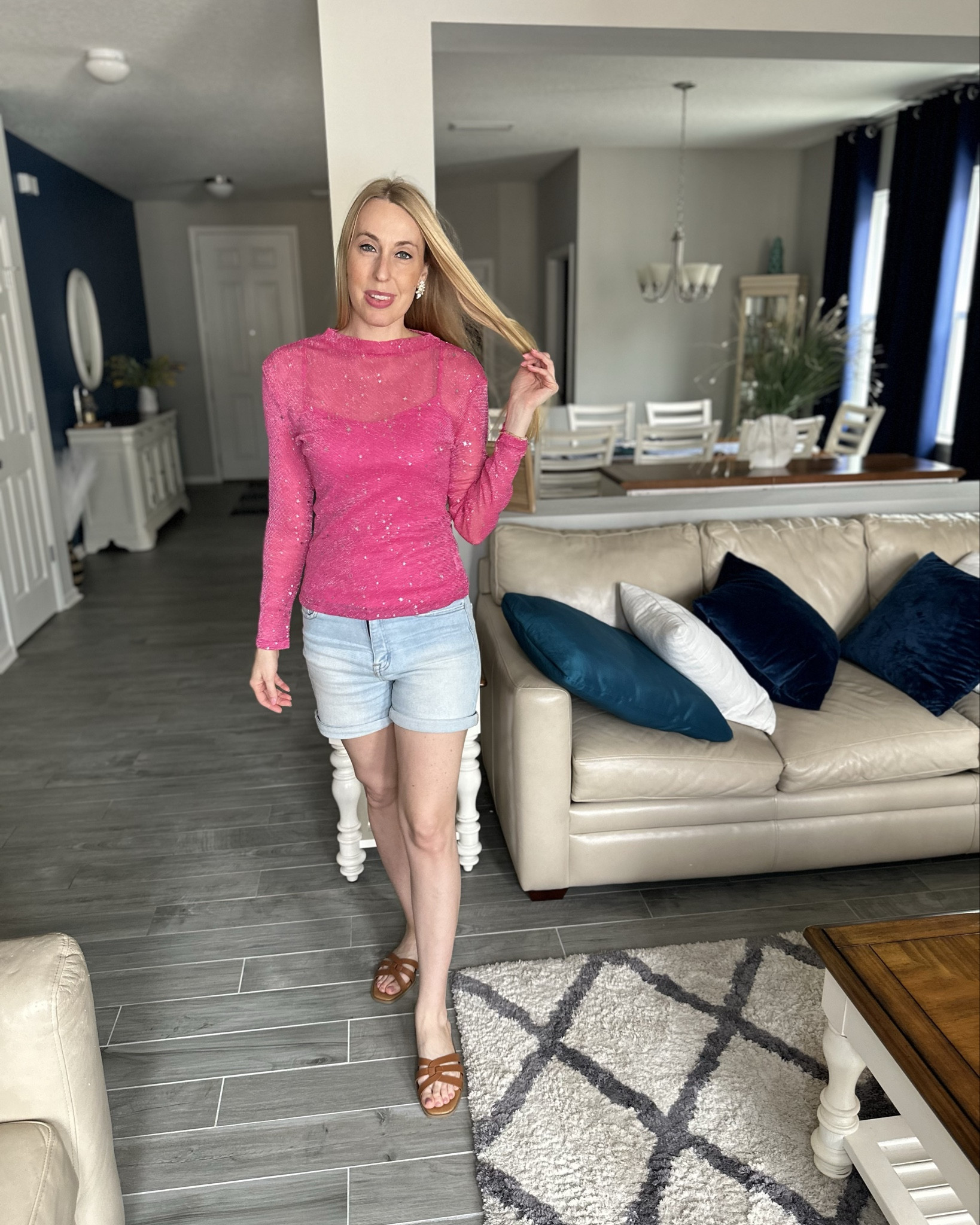 Shining star hot pink mesh shirt
💓 I love the pretty color and the sparkly stars all over the shirt - does not come with under shirt 
💓 great for festivals 
💓 wearing size small, fits true to size and I am 5’10”

#LTKFindsUnder100 #LTKStyleTip #LTKFindsUnder50