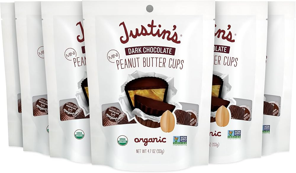 JUSTIN'S Organic Mini Dark Chocolate Peanut Butter Cups, 4.7 Ounce Bag (6 Pack) | Amazon (US)