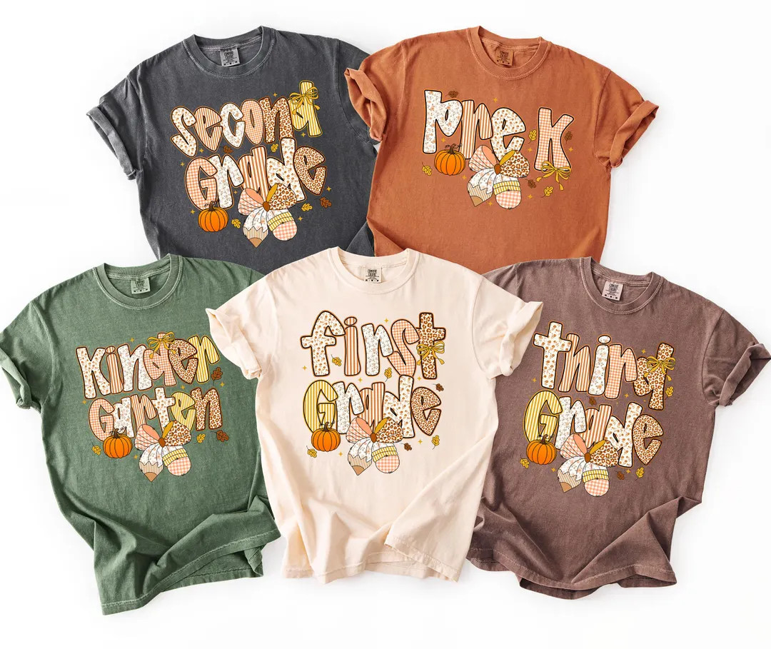 Fall Teacher Shirt: Comfort Colors Floral Coquette Bow Personalized Tee - Etsy | Etsy (US)