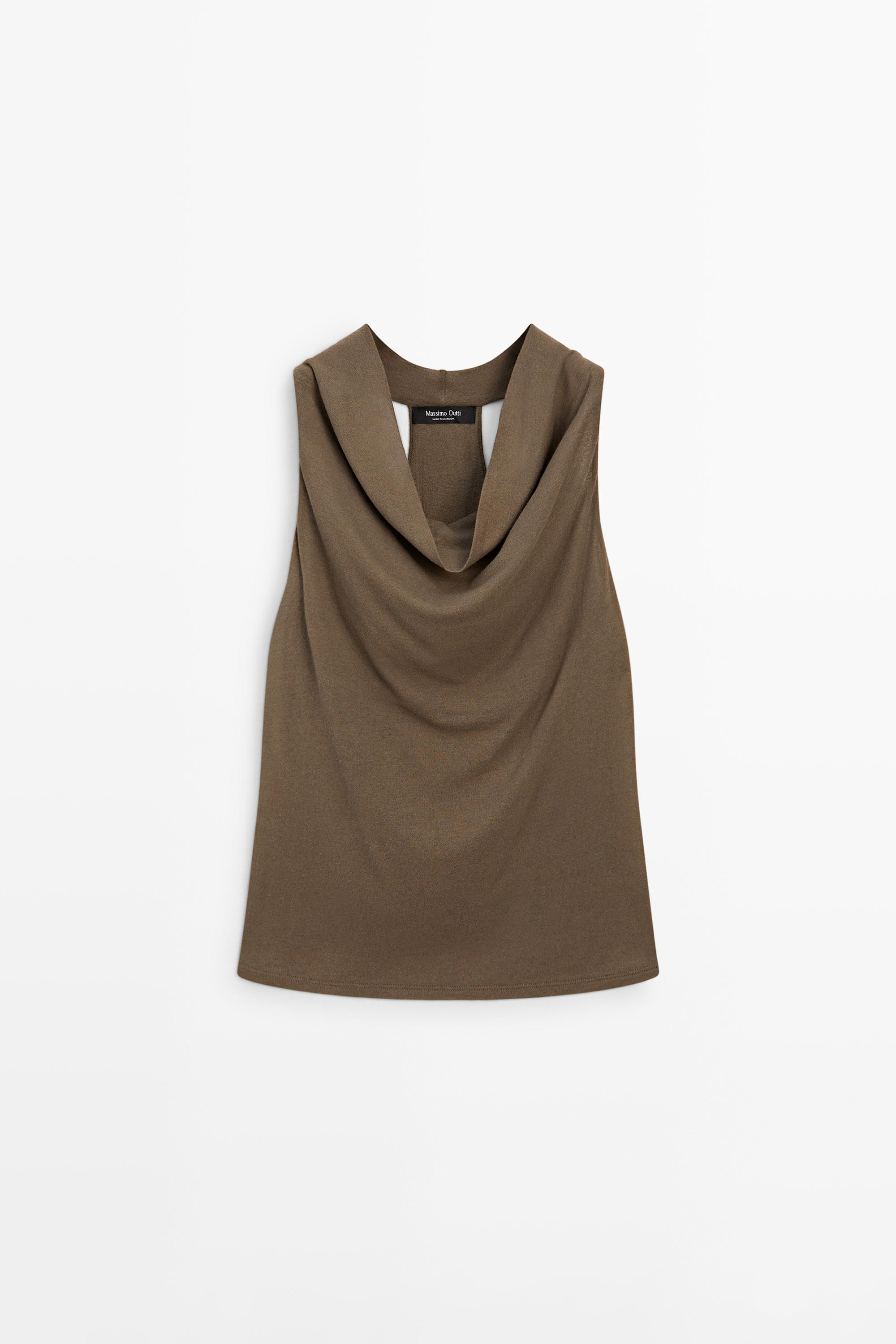 Flowing cotton halter top | Massimo Dutti US