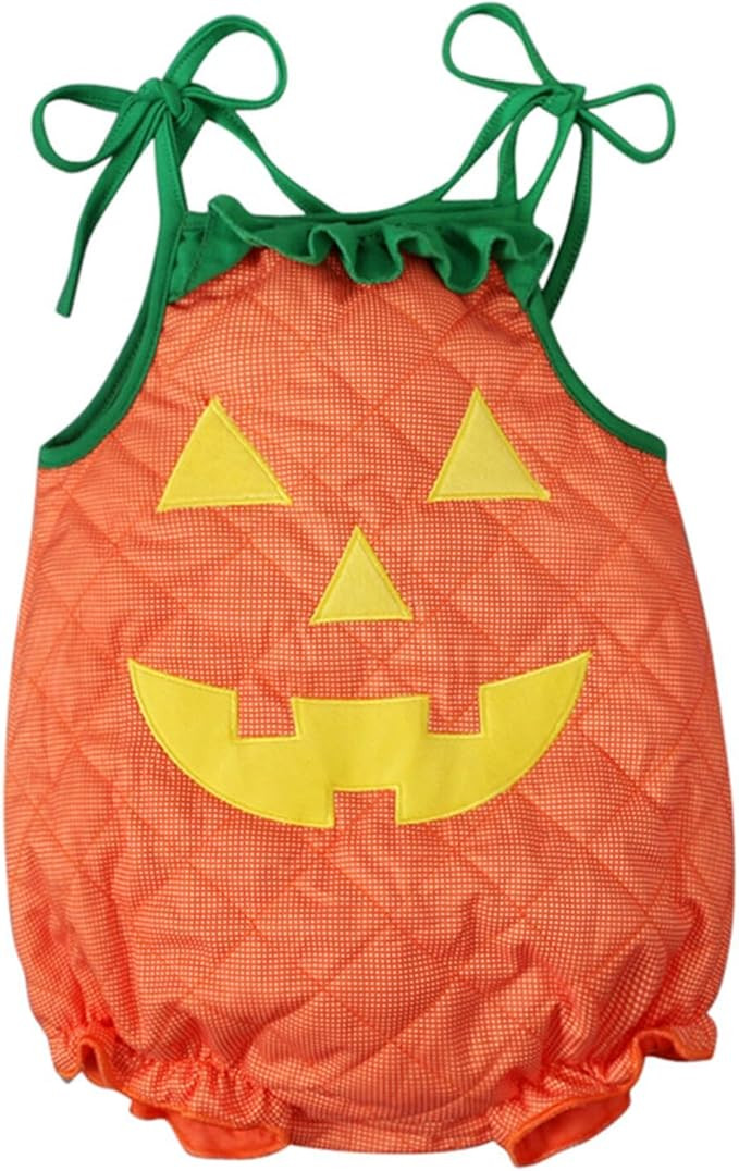 Noubeau Toddler Baby Boy Girl Halloween Clothes Pumpkin Sleeveless Romper Bodysuit One Piece Hall... | Amazon (US)