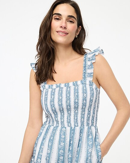 Printed smocked midi dress | J.Crew Factory