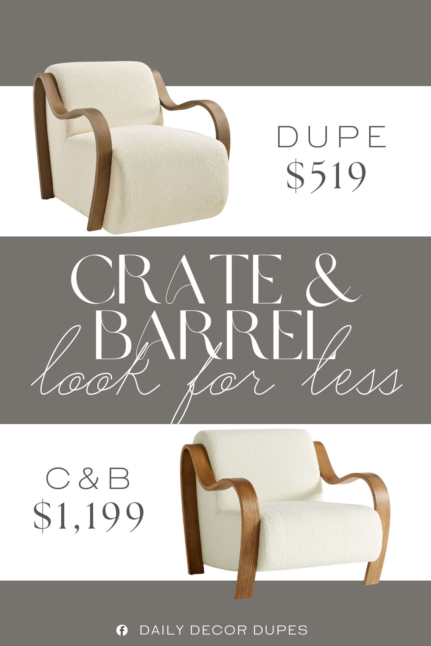 Inspired by Crate & Barrel Wood Accent Chair. Upholstered Lounge Chair. Cozy Accent Chair. Mid-Century Modern Accent Chair. Plush Accent Chair. Comfy Living Room Chair. Neutral Accent Chair. Ivory Bouclé Chair. Statement Accent Chair. 

Home more affordable option find copy cat similar look for less budget friendly affordable cheap cheaper beautiful pretty. Clearance sale coupon code discount code promo code luxury lookalike look a like Inspo inspiration inspired by idea ideas Love like these? I share multiple every day in my FB group.
#crateandbarrelinspired #accentchair #bouclechair #loungechair #livingroomchair #statementchair #livingroominspo #furniturefinds  

 #LTKHome