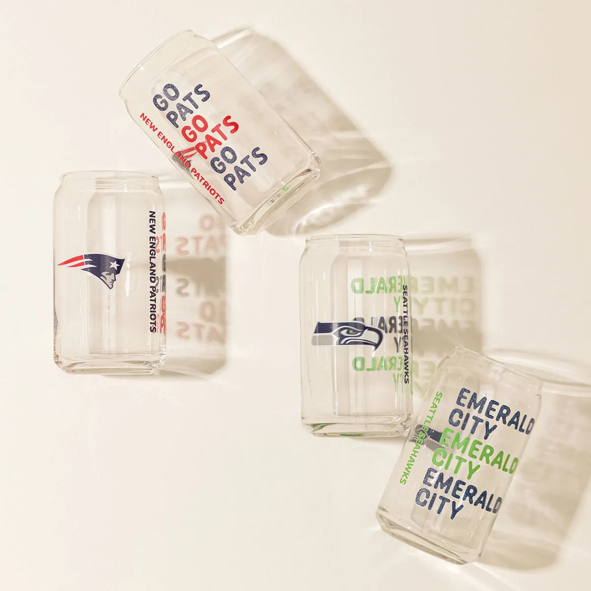 Show Your Spirit! NFL Can-Shaped Glass Set | UncommonGoods