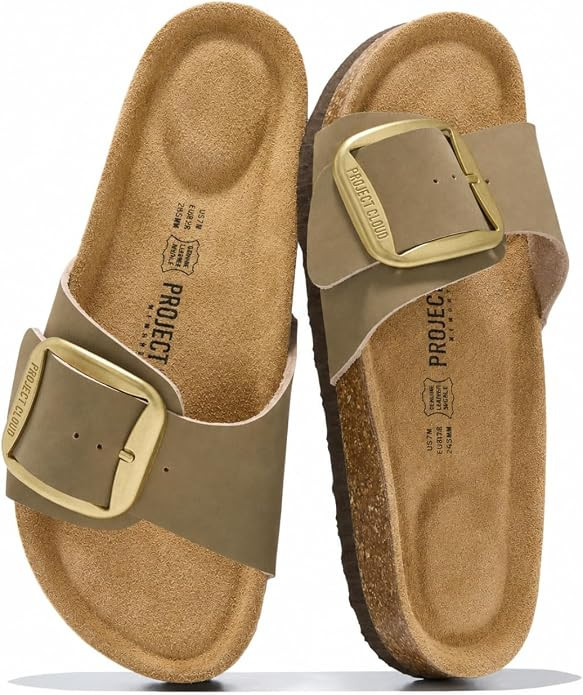 Project Cloud 100% Genuine Leather Sandals Women Dressy Beach Essentials Slides for Women Footwea... | Amazon (US)