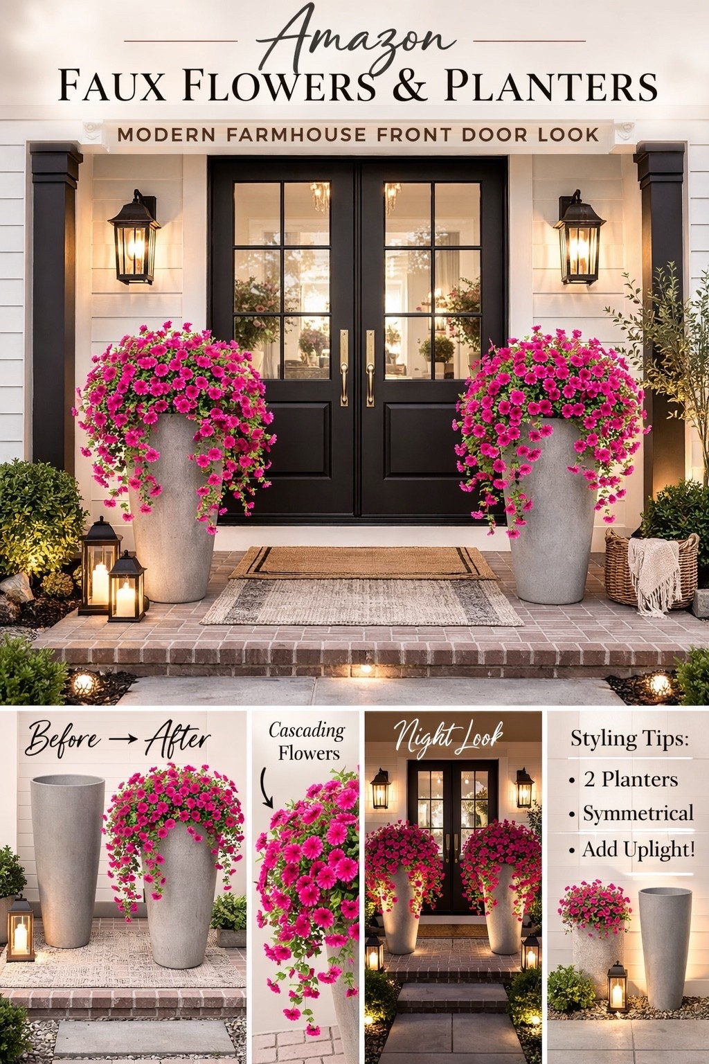 Amazon front door glow-up 🌸
These tall gray planters + cascading faux flowers instantly elevate your entryway and give that high-end designer look without the maintenance.