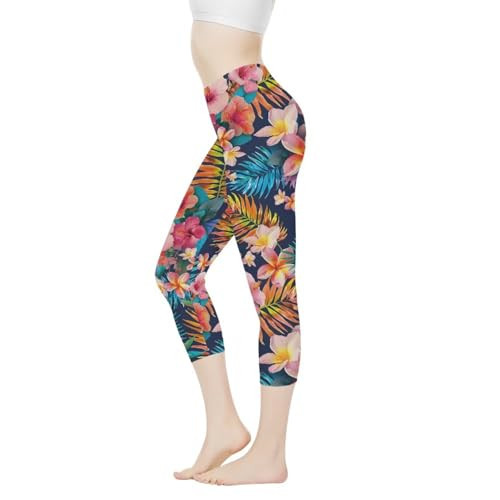 AFPANQZ Tropical Flower Leaf Women Butt Lifting Legging Athletic Tummy Control Workout Pants Soft Lightweight Casual Tight Legging for Gym Yoga Fitness | Amazon (US)