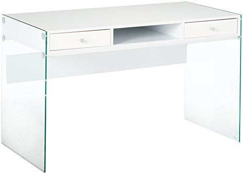 Writing Desk with Glass Sides Glossy White and Clear | Amazon (US)