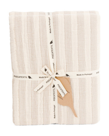 Made In Portugal Textured Stipe Coverlet | TJ Maxx
