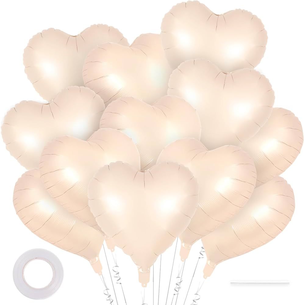 12 Pcs Heart Balloons,18 inch Heart Shape Foil Balloons Love Balloons Valentine Balloons for Birt... | Amazon (US)