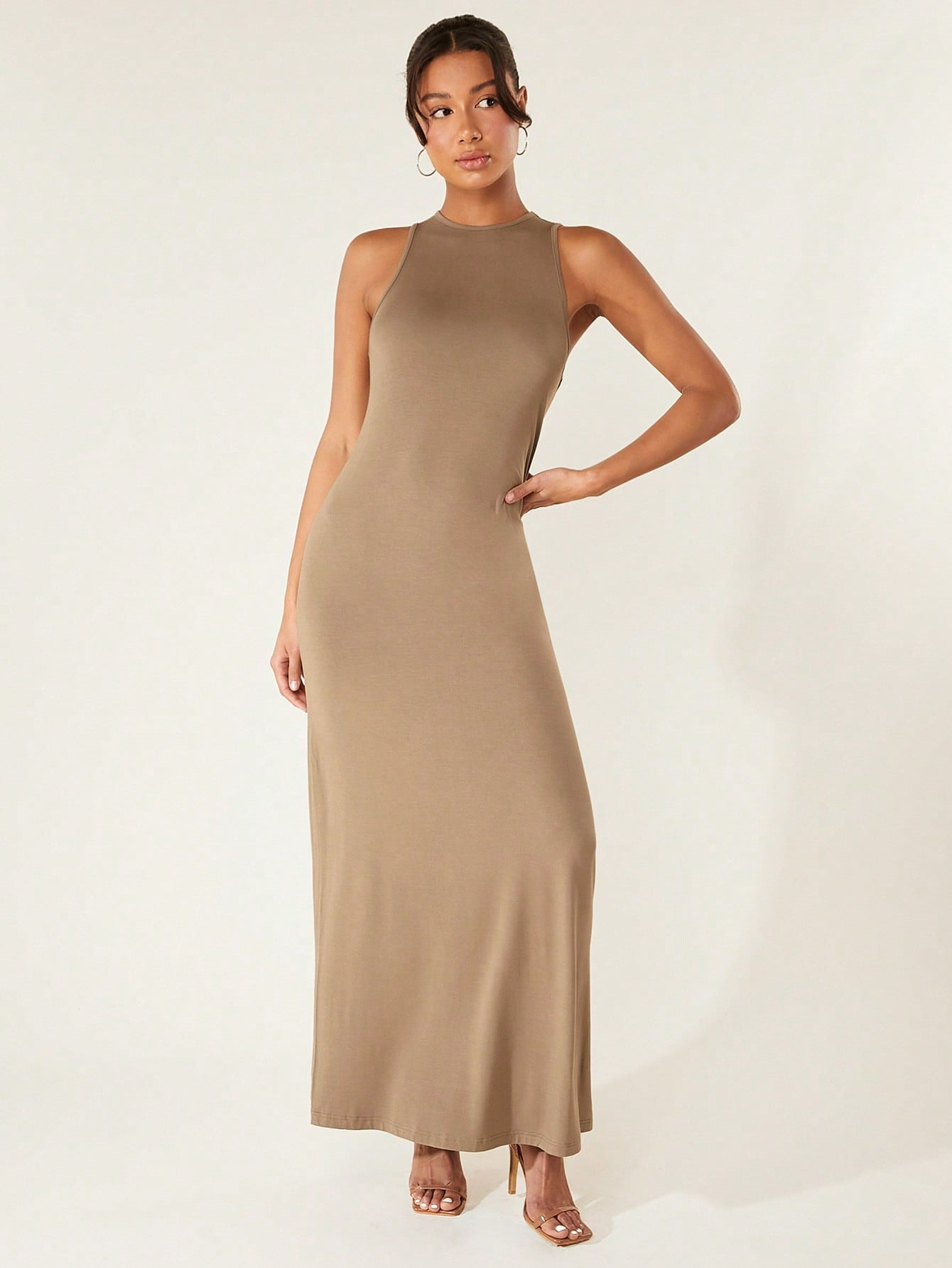 SHEIN BASICS Solid Round Neck Tank Dress | SHEIN