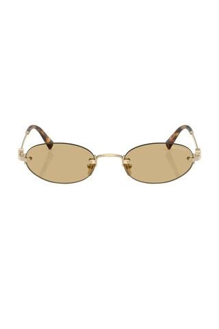 Miu Miu Oval Sunglasses in Metallic Gold | FWRD 