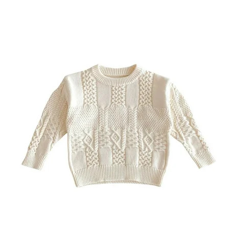 Newborn Sweater Children s Long Sleeves Round Neck Tops Sweater New Sweater Cardigan for Baby Knit Pullover Tops Beige 90 | Walmart (US)