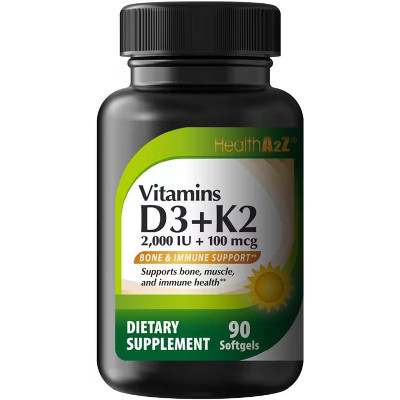 HealthA2Z® Vitamin D3 + K2 | 2000 IU + 100 mcg | 90 Softgels | Bone & Immune Support | Supports Bone, Muscle & Immune Health | Target