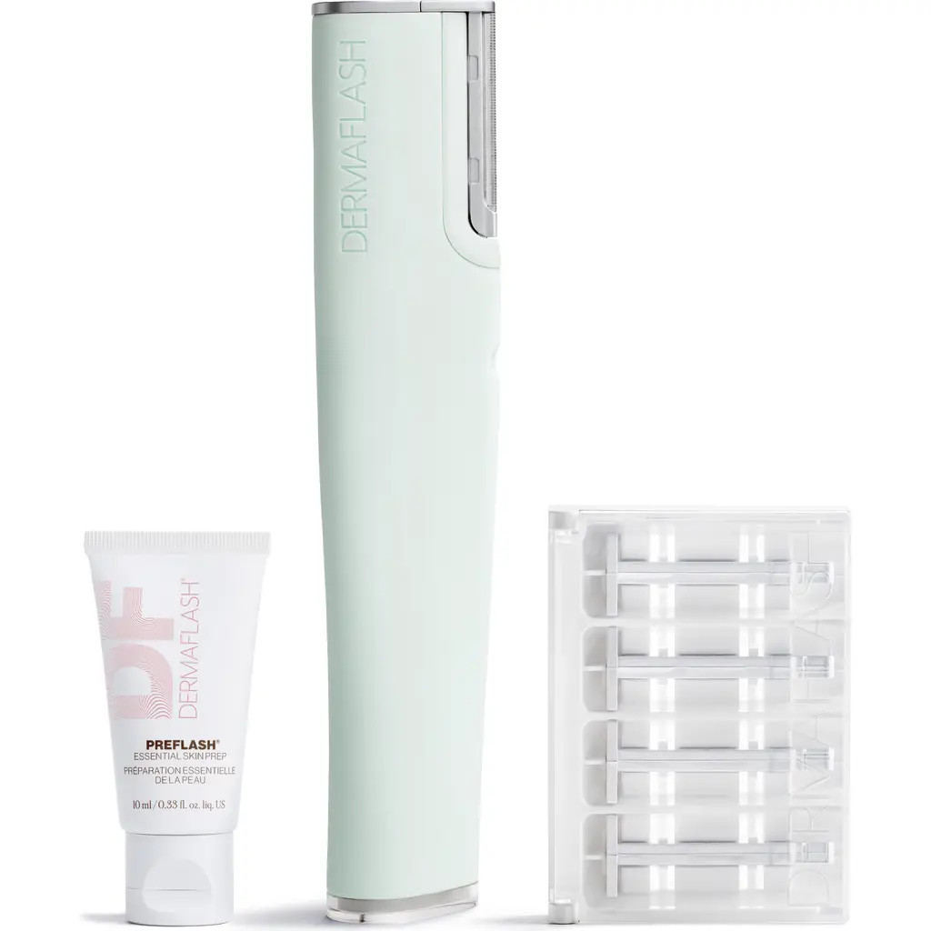 DERMAFLASH LUXE+ Advanced Sonic Dermaplaning & Peach Fuzz Removal Set in Seafoam at Nordstrom | Nordstrom
